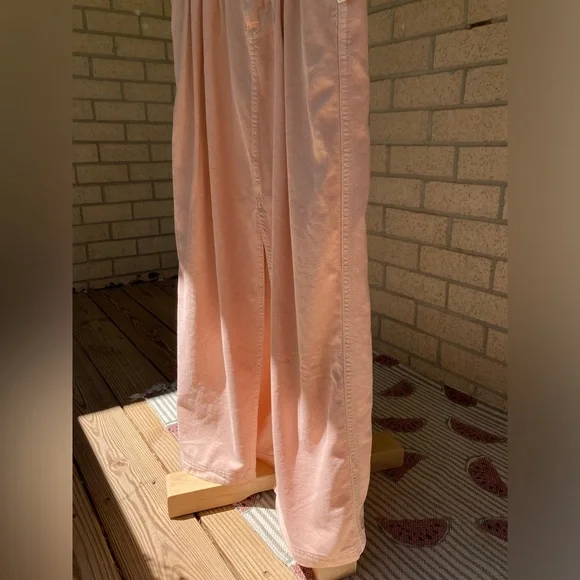 Pilcro Anthropologie Pleated Slouchy Trouser Pink Maxi Skirt Middle Slit Detail - Picture 14 of 17